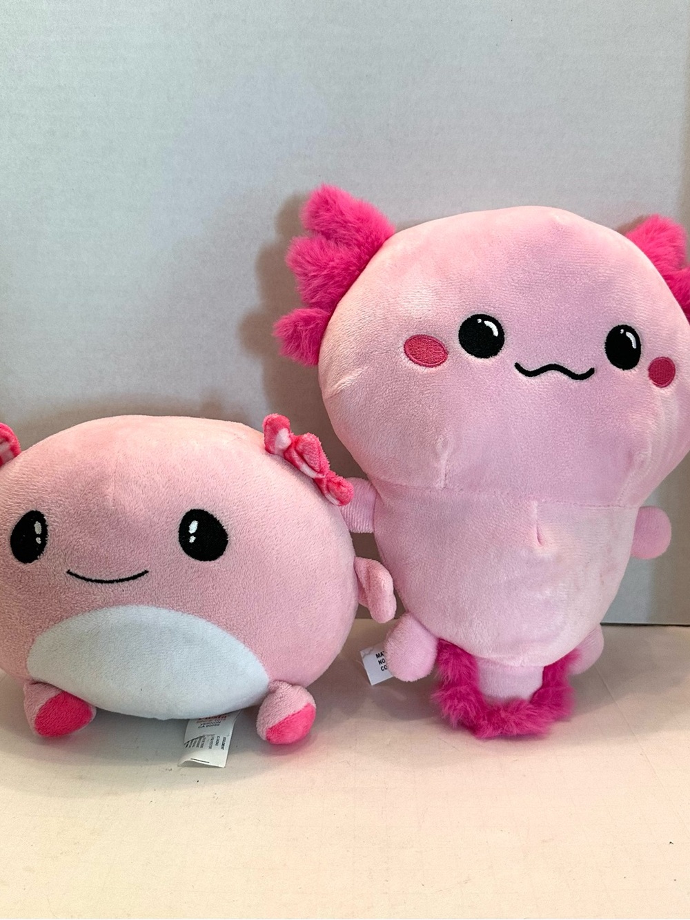 Plush Pink Axolotl Duo Round Pink Buddy Plush Set
